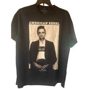 Johnny Cash American Rebel Mug Shot Graphic T-shirt Men Adult Extra Large Black